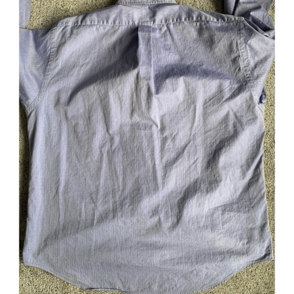 Ralph Lauren Mens 17.5 32/33 Yarmouth Blue Long Sleeve‎ Herringbone Stripe Shirt - Picture 9 of 9